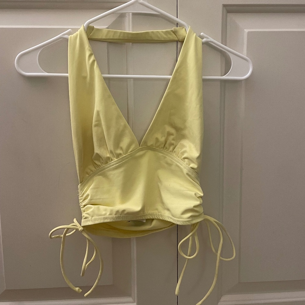 Yellow Backless Princess Polly Halter Top